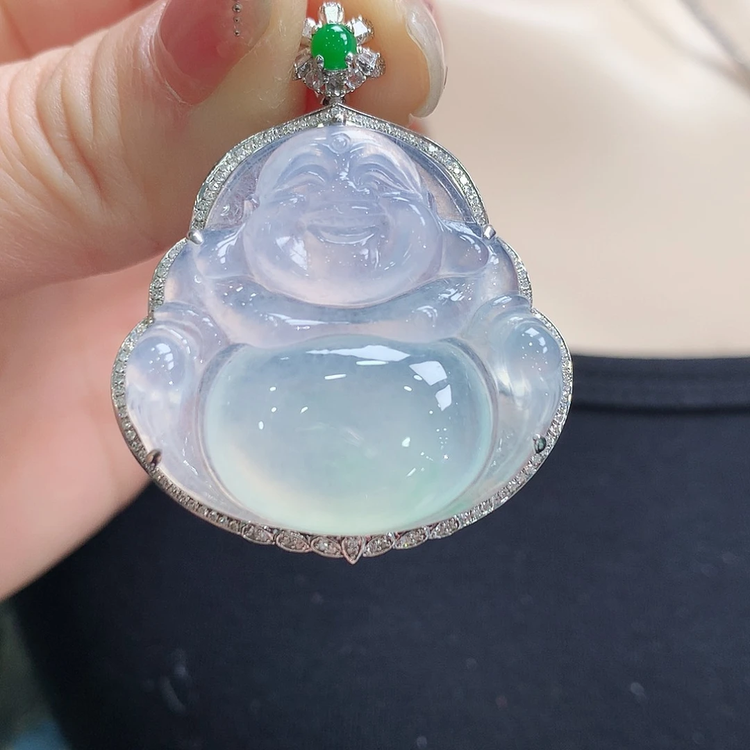 翡翠颈饰18K金镶嵌佛公