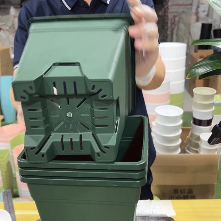 方形口20高22军绿带托4只