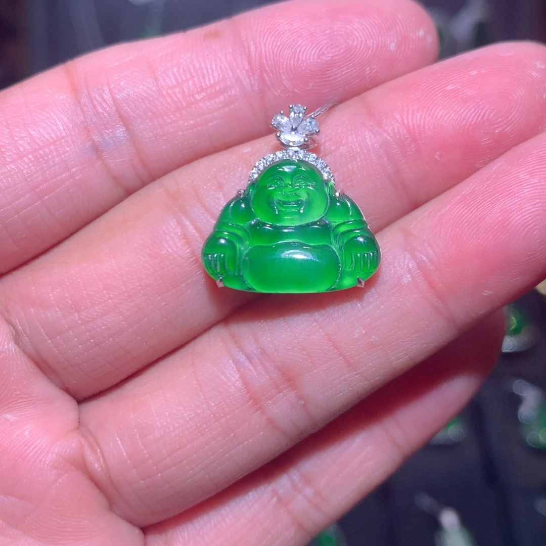 吊坠(不含链)18K金镶嵌翡翠佛公