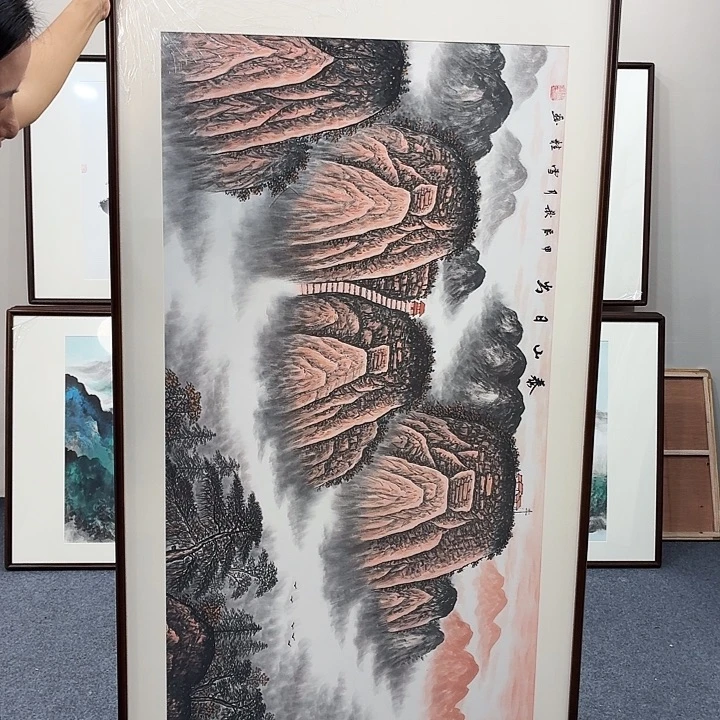 国画手绘作品泰山日出210.80