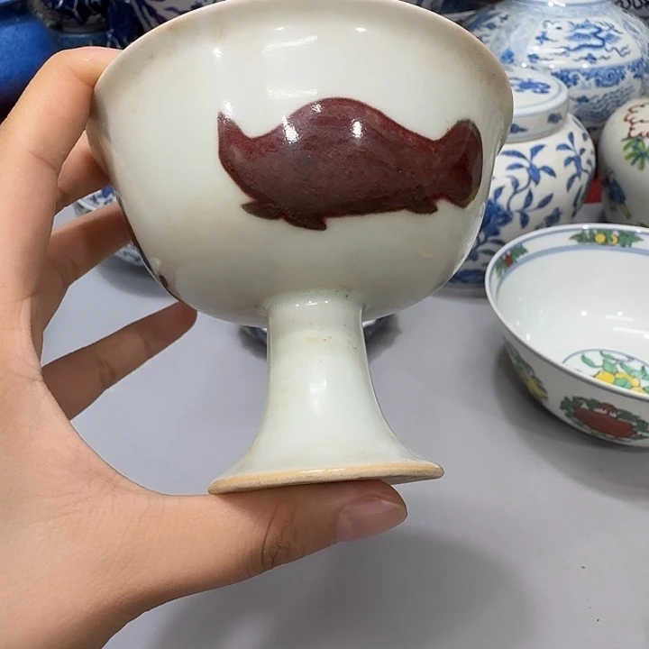 李***军摆件陶瓷制品纯手工高杯