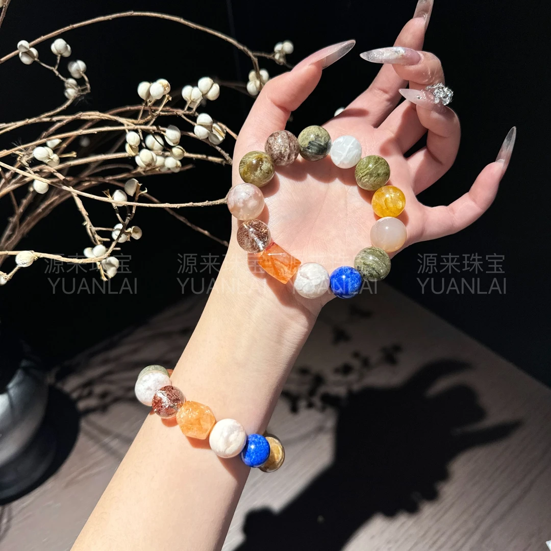 C*秋山雾*千层幽灵青金石樱花玛瑙胶花手串YL3639