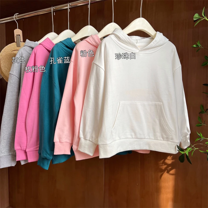 现货【多色连帽卫衣】3512春装长袖女童百搭休闲套头圆领连帽卫衣