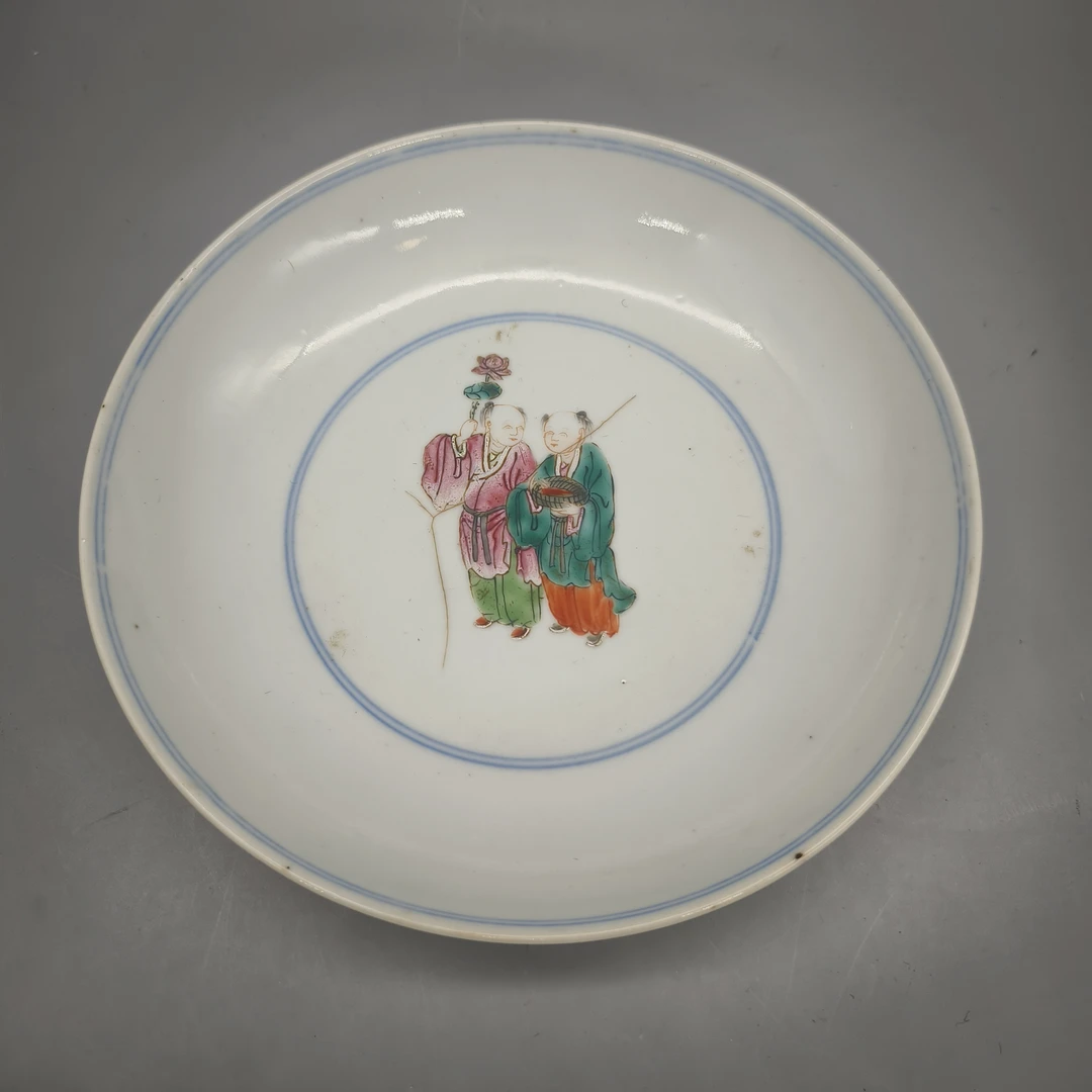 42501163*清乾隆粉彩人物诗文盘/瓷器四/江苏省文物总店