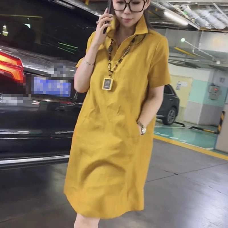 精致感松弛感衬衫裙女2025夏季新款韩版休闲连衣裙减龄中长款裙子