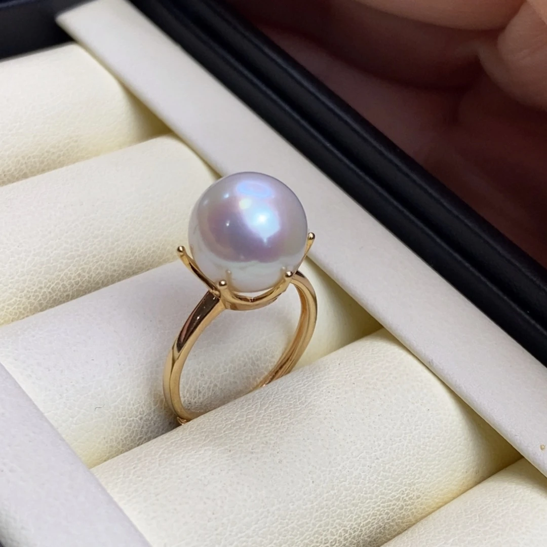 戒指淡水珍珠银S925镀金镶嵌特价微瑕