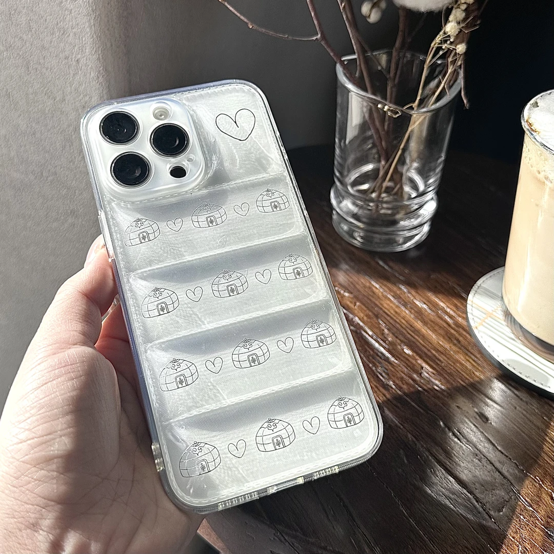 札札木·民族风蒙古包爱心元素透明羽绒手机壳