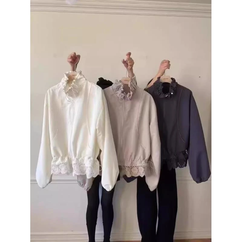 在仓！现！泡菜正品 balance 秋款 时尚蕾丝花边拼接 夹克外套女
