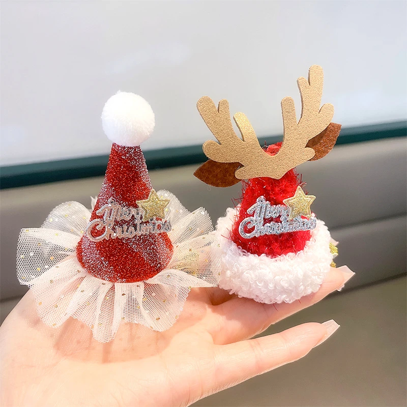 3周岁以上圣诞节发夹女童生日节日装扮儿童圣诞帽头饰铃铛卡通发