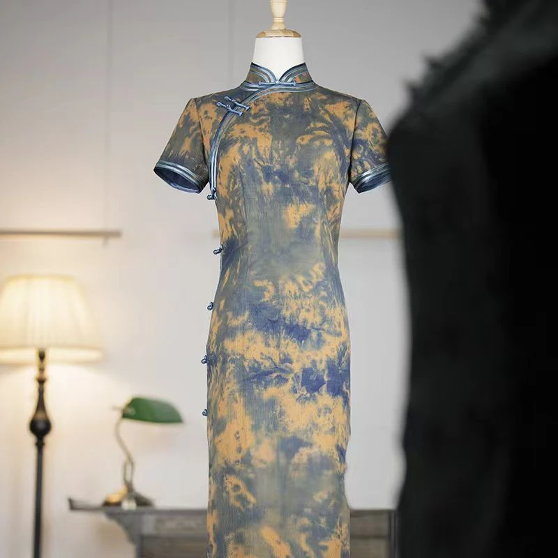 瑾汐 桑蚕丝手工真丝平裁旗袍复古日常可穿