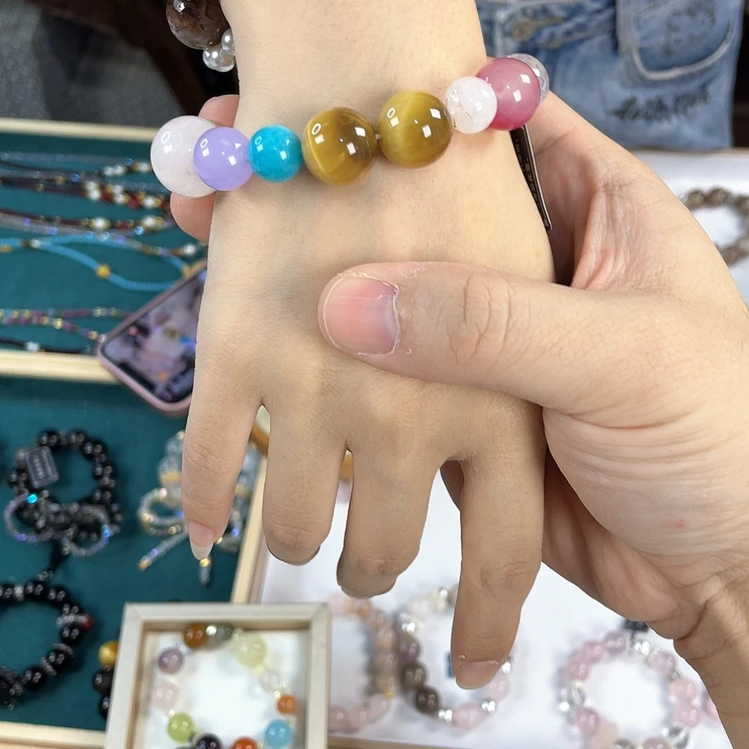 水晶手链银S925镀金镶嵌