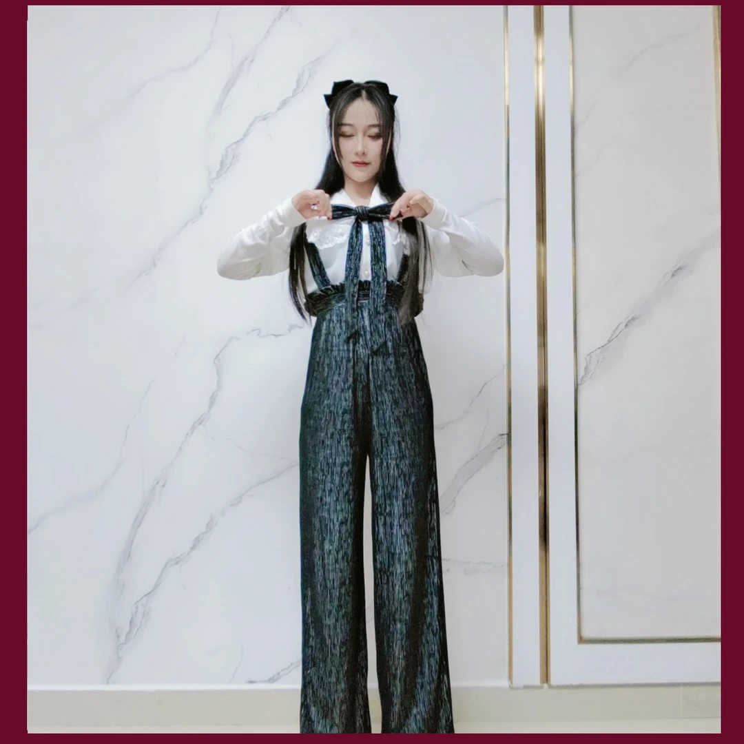 【赔钱清】个性潮流时尚休闲背带裤送腰带可做领结网红气质百搭阔腿