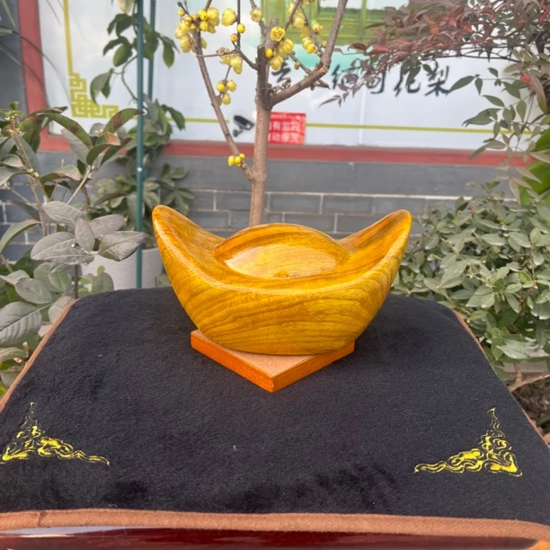 【木雕】黄金檀大元宝整木木雕摆件专业小件颜色