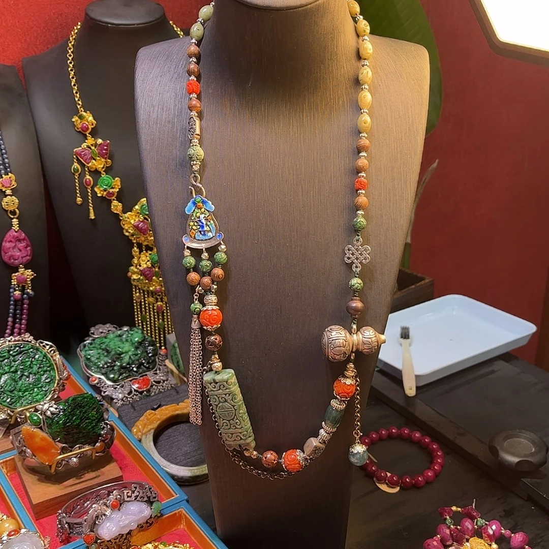 翡翠未镶嵌毛衣链福利款翡翠多宝毛衣链项链