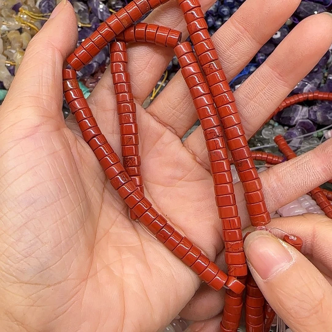 玛瑙/玉髓合金珠宝半成品红石剁珠6mm一条