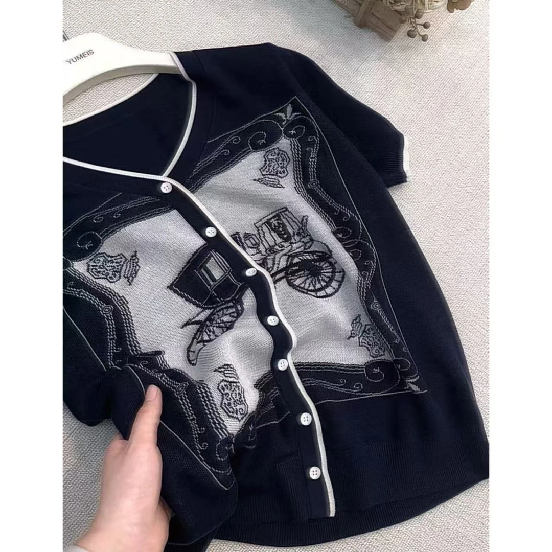 600-699 夏季短袖针织衫时尚圆领毛针织衫女百搭休闲气质0531