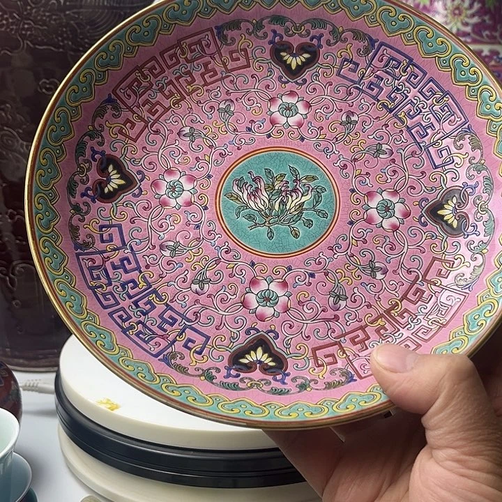 平***生陶摆件珐琅彩 珐琅彩盘