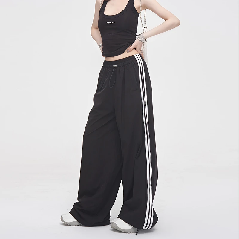 AXEF美式运动裤女夏季薄款速干工装裤宽松阔腿裤拖地长裤美式街头