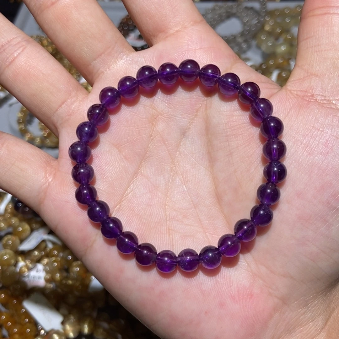 未镶嵌手链水晶乌拉圭紫水晶7m