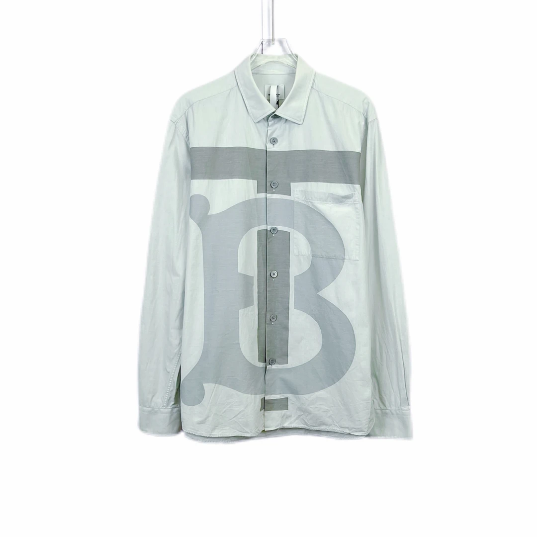 99新 BURBERRY/博柏利 010083 专属标识长袖单排扣衬衫 39码