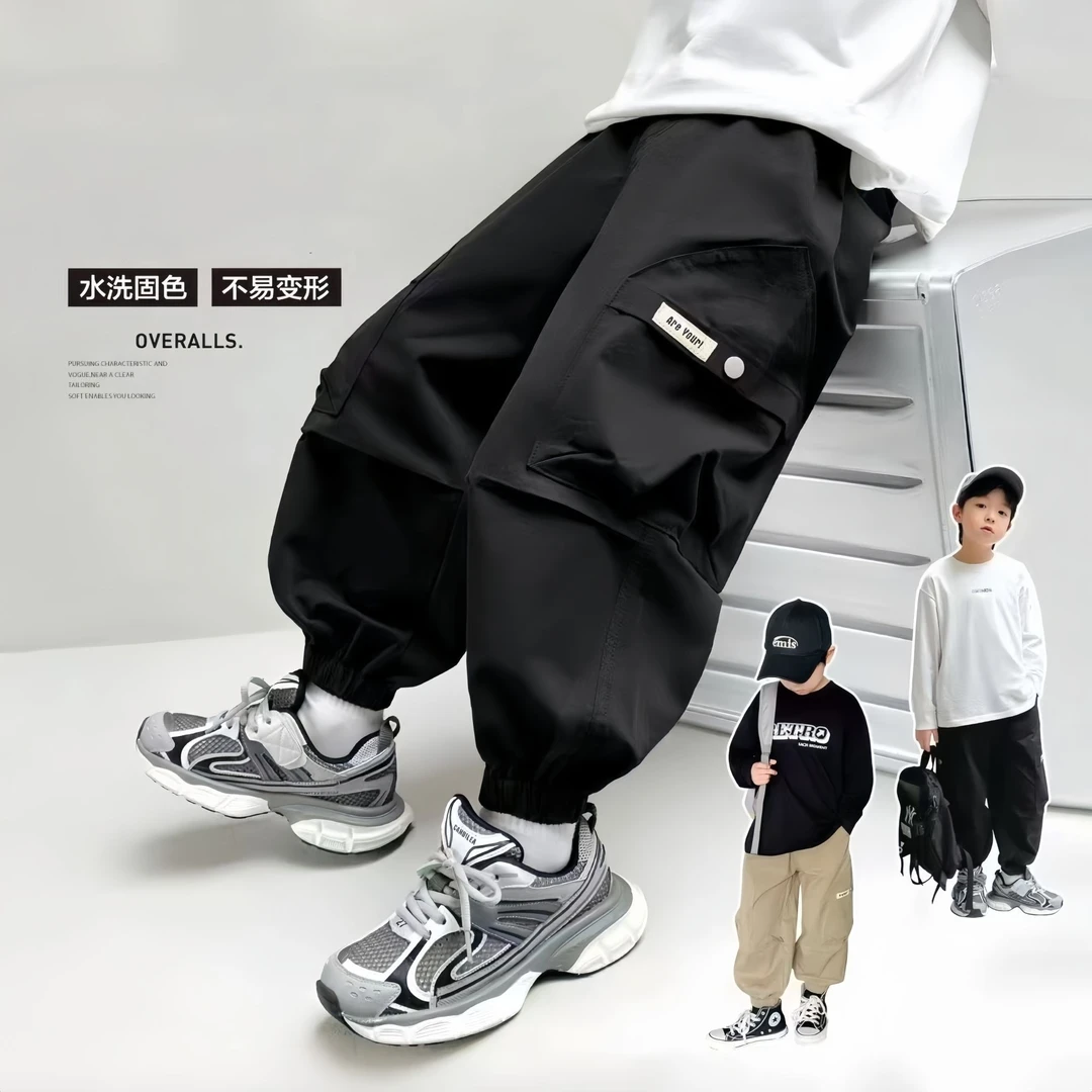 纯棉男童裤子春季新款中大童工装裤早秋儿童薄款长裤百搭休闲裤潮