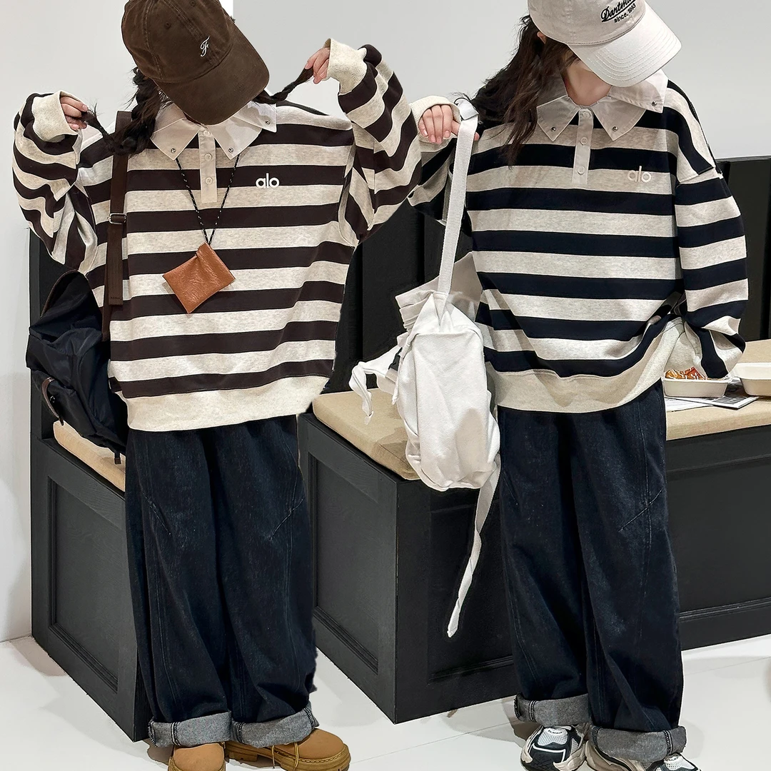 童装女童秋装套装2025年款衣服儿童春秋款中大童条纹卫衣两件套潮