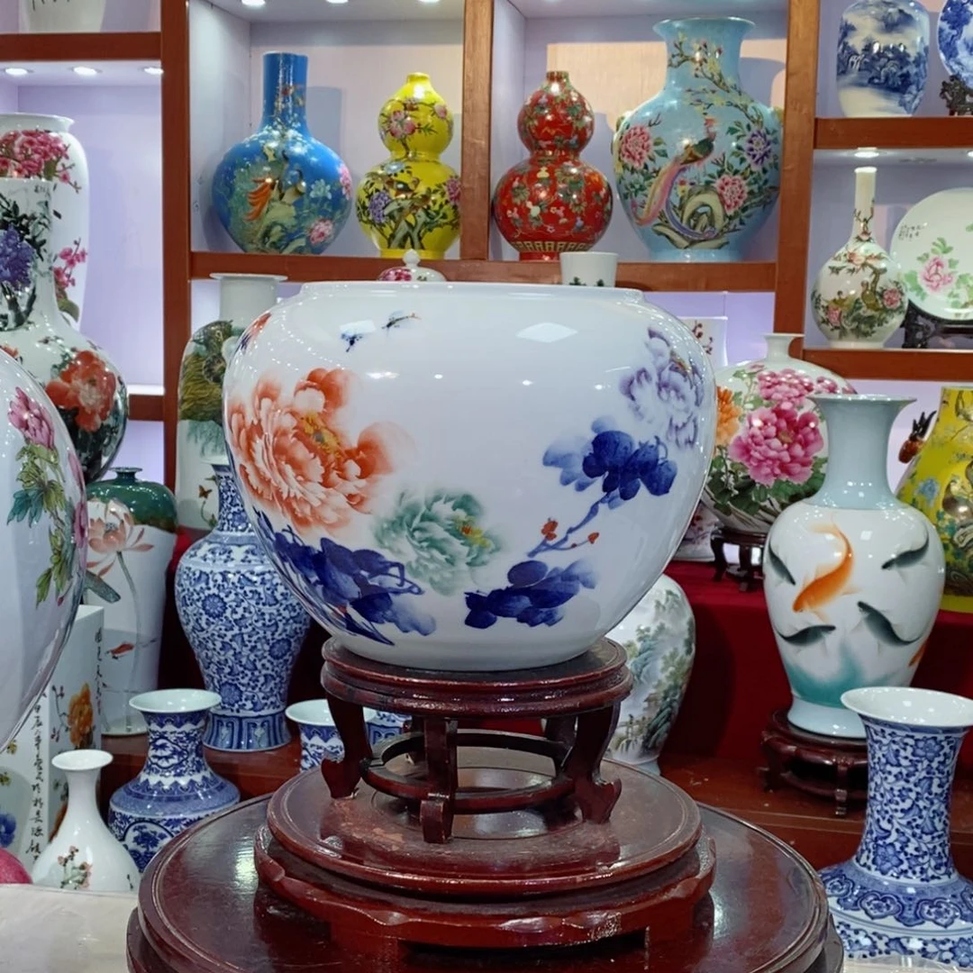 瓷片全手工制作聚宝瓶