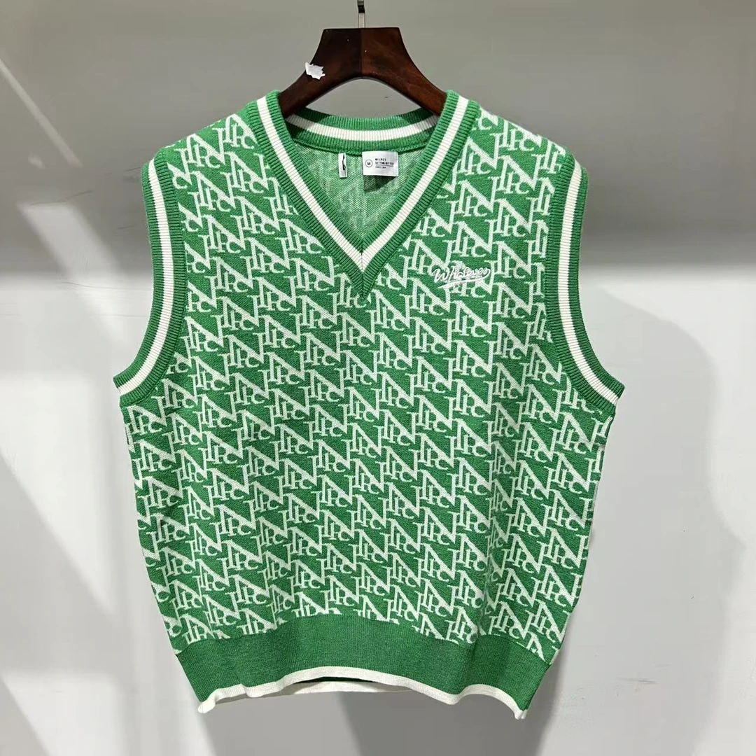 M-1【N】25新款情侣款N字母满印休闲V领针织马甲 73012