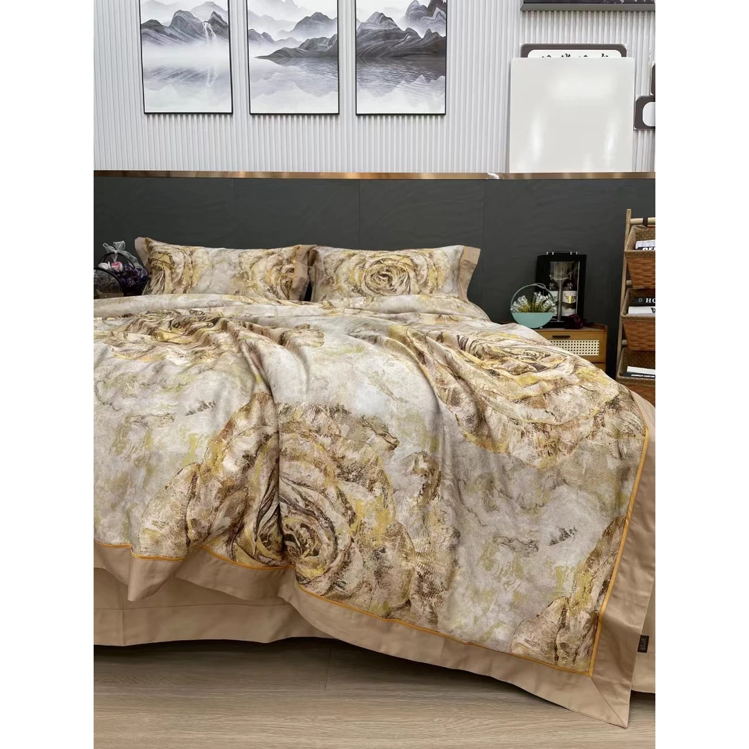 高端花晨月夕-金色全棉四件套