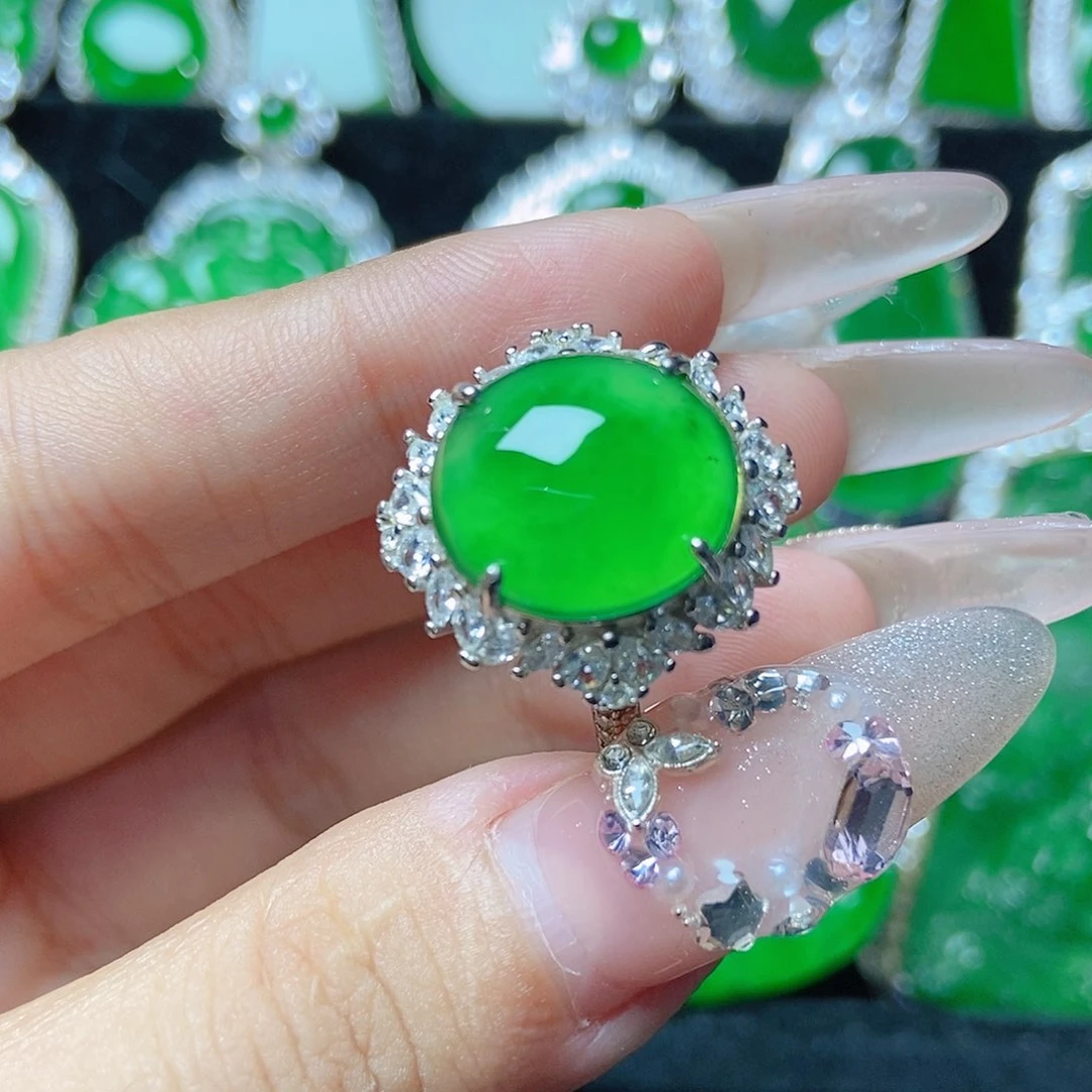 颈饰银S925镶嵌翡翠