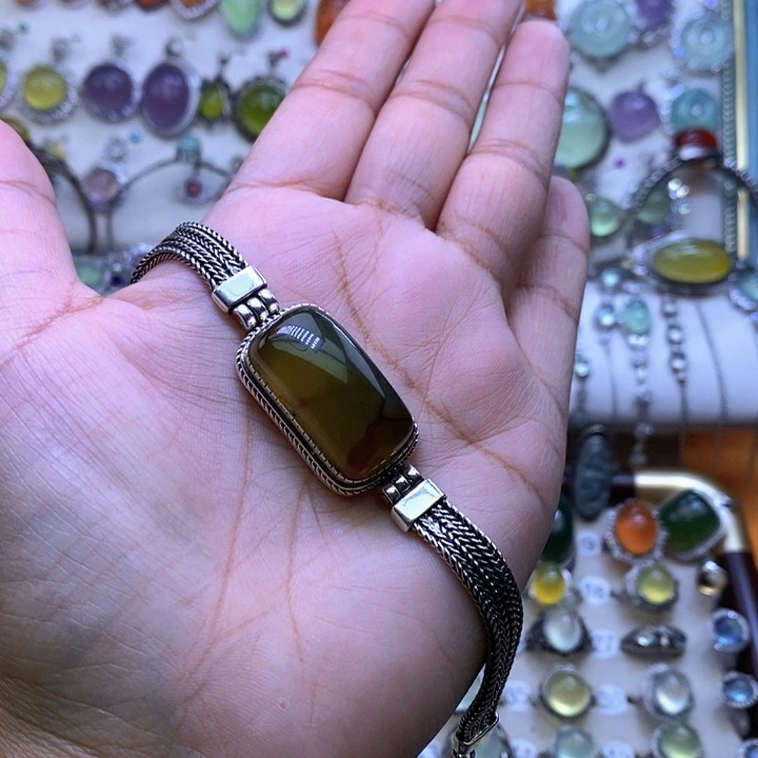 琨***珸岫玉银S925镶嵌手链