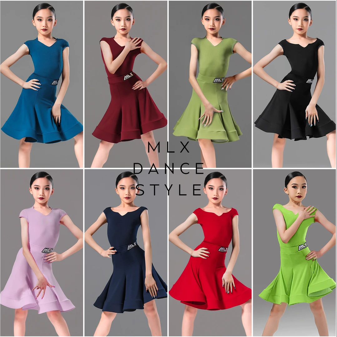 慕岚希【直播福利】儿童拉丁舞比赛服坎袖舞蹈规定服演出服8864