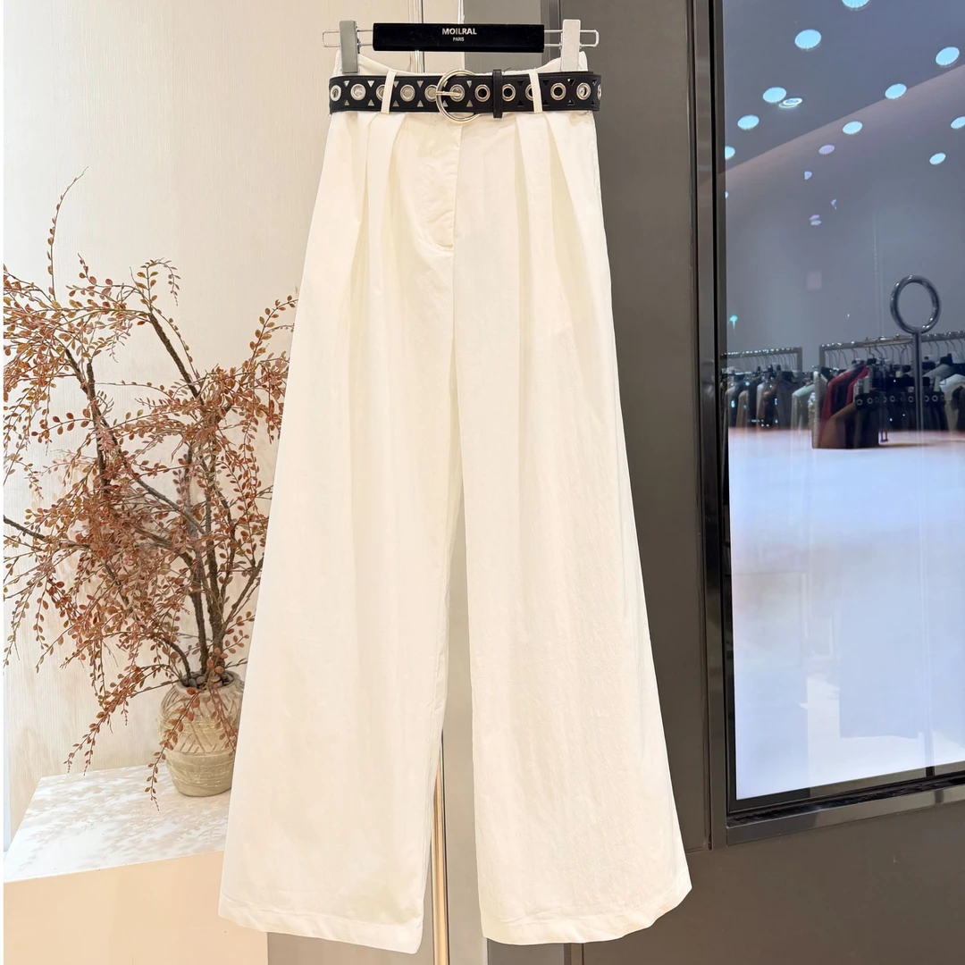 ZZ时尚百搭女子高腰无弹阔腿裤微弹垂感直筒裤X1139