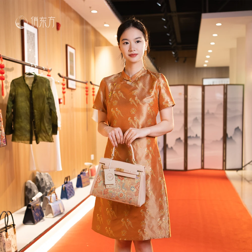 俏东方【翟羽摇光】蜀锦罗改良夏季日常百搭显瘦新款桑蚕丝连衣裙