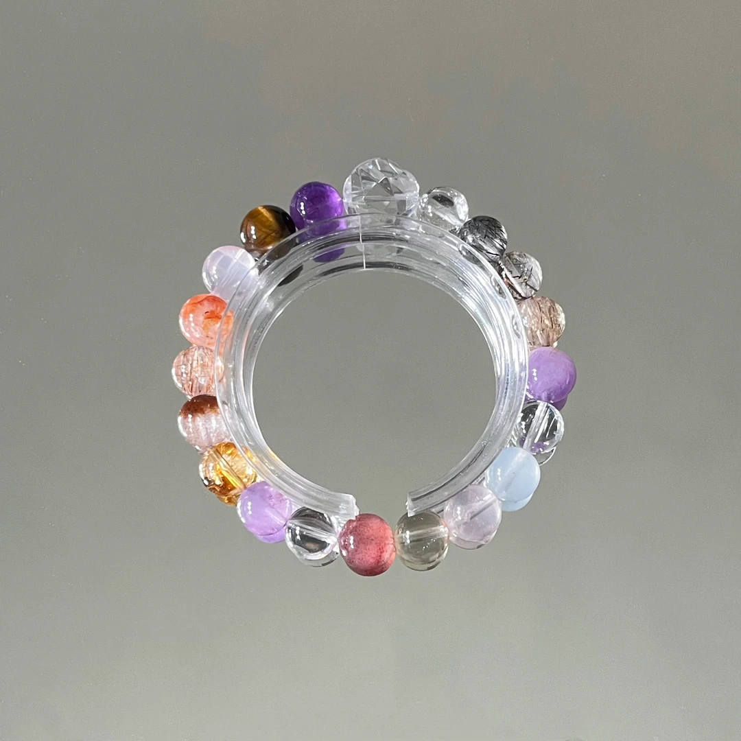 （多宝）天然水晶多宝手串搭配紫水百搭大气优雅温柔