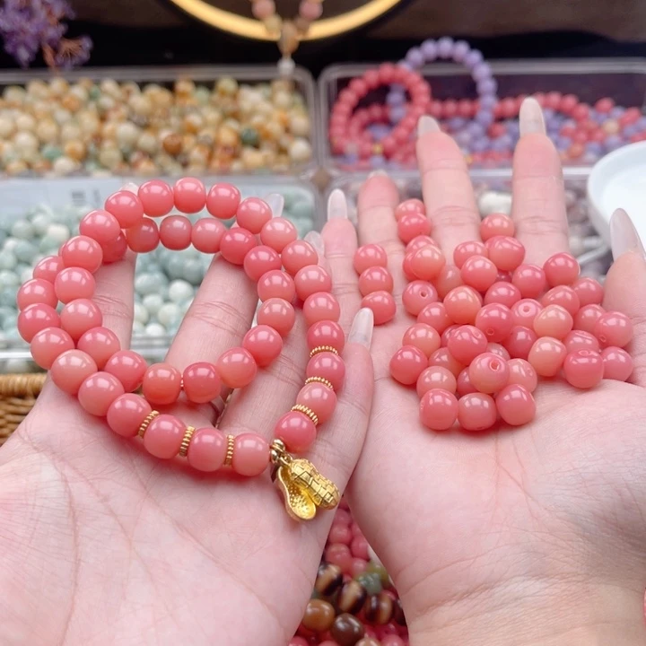 白玉菩提吊坠q10mm330颗。多肉水蜜桃