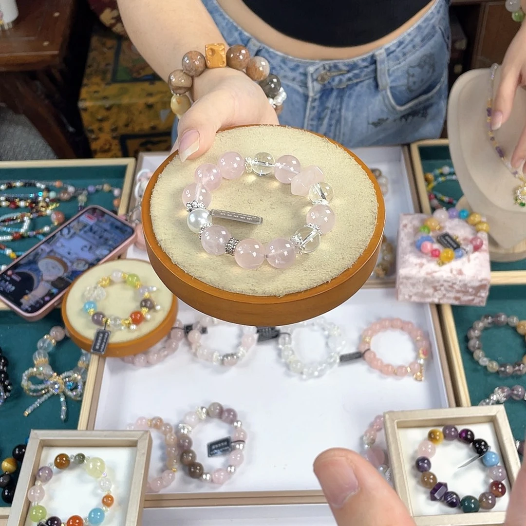 水晶手链银S925镀金镶嵌