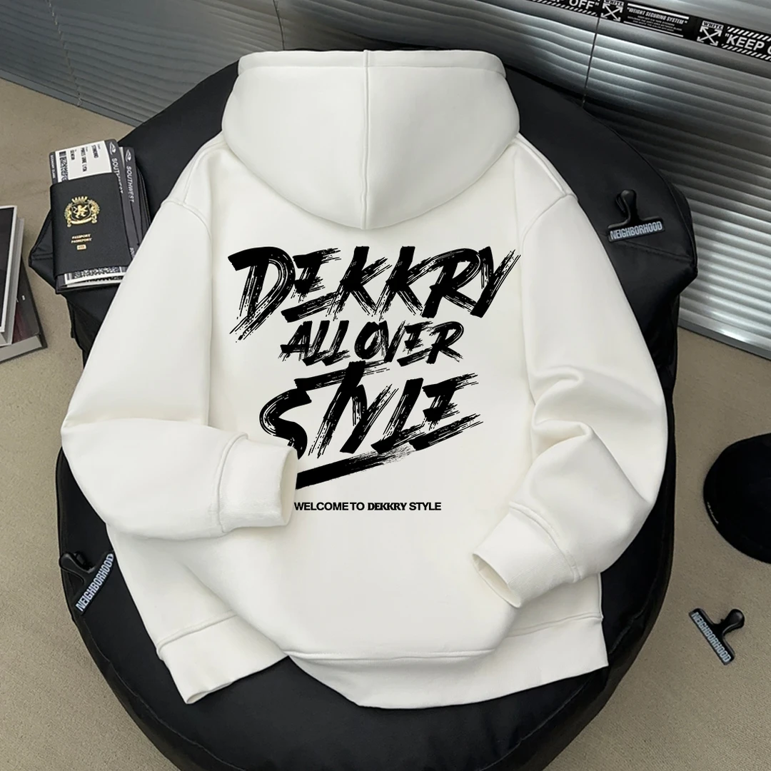 美式个性潮流字母印花连帽开衫外套男女秋冬季oversize慵懒风上衣