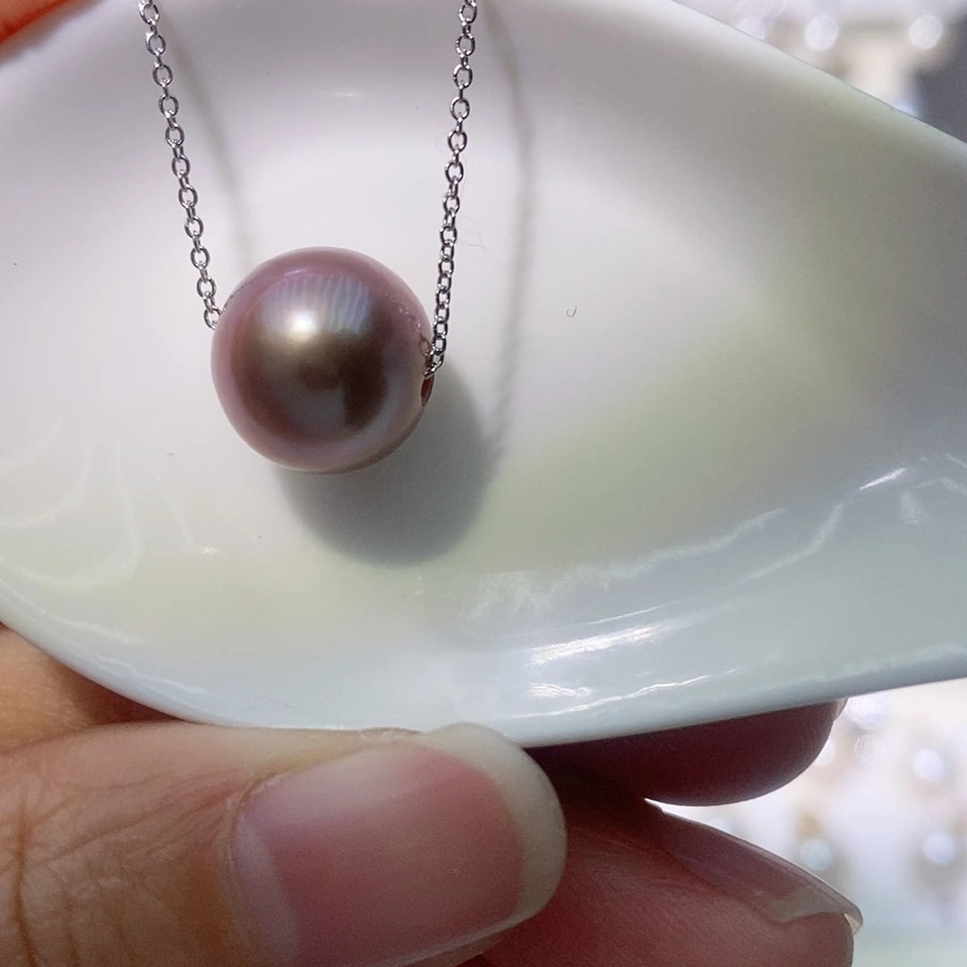 淡水珍珠吊坠(赠链)银S925镶嵌尺寸11/12毫米