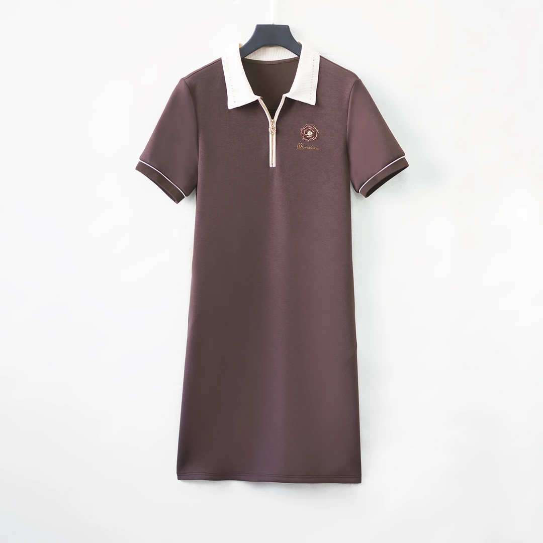 翻领时尚简约休闲减龄气质撞色连衣裙