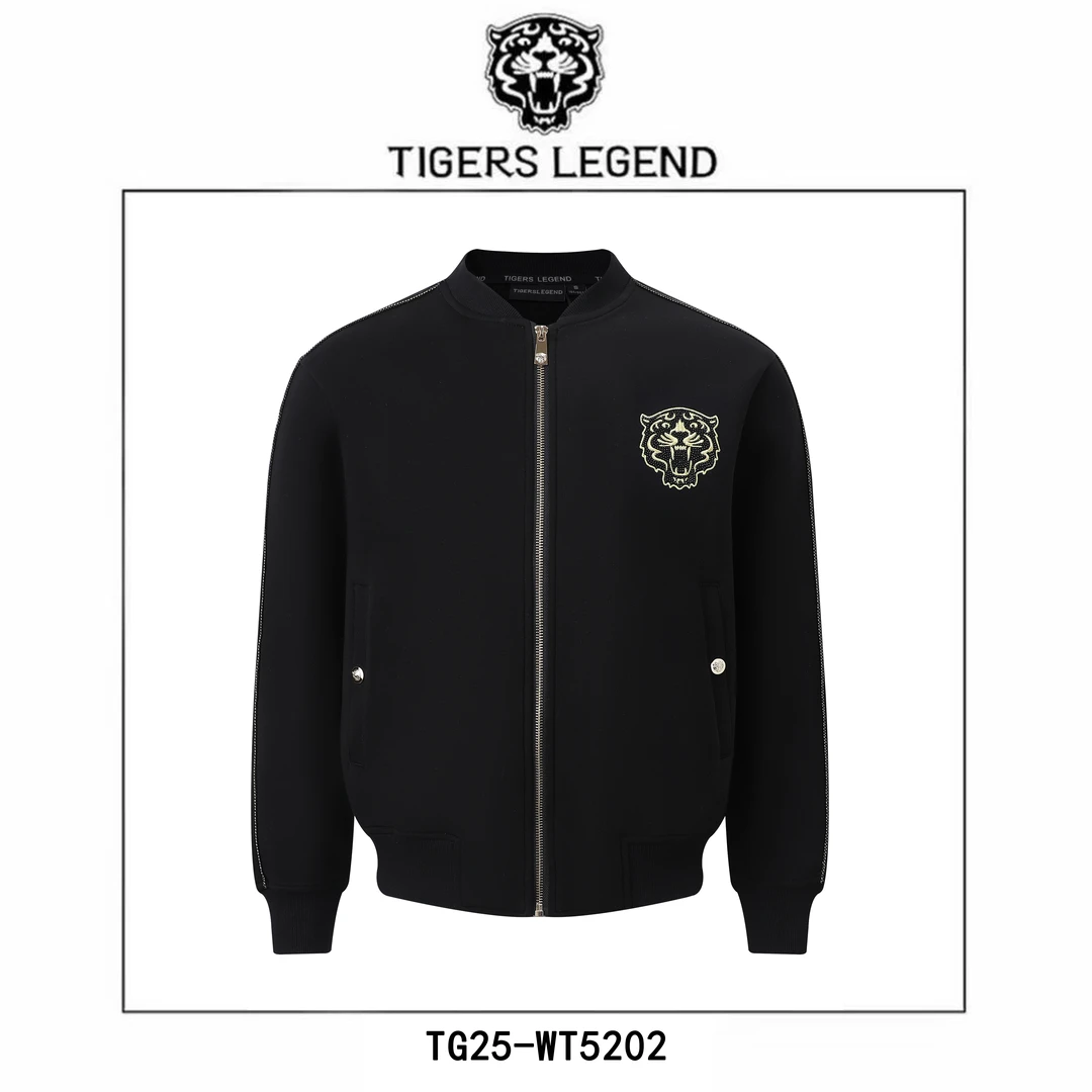 TIGERS LEGEND简约风螺纹下摆男修身型夹克男装运动春秋WT5202