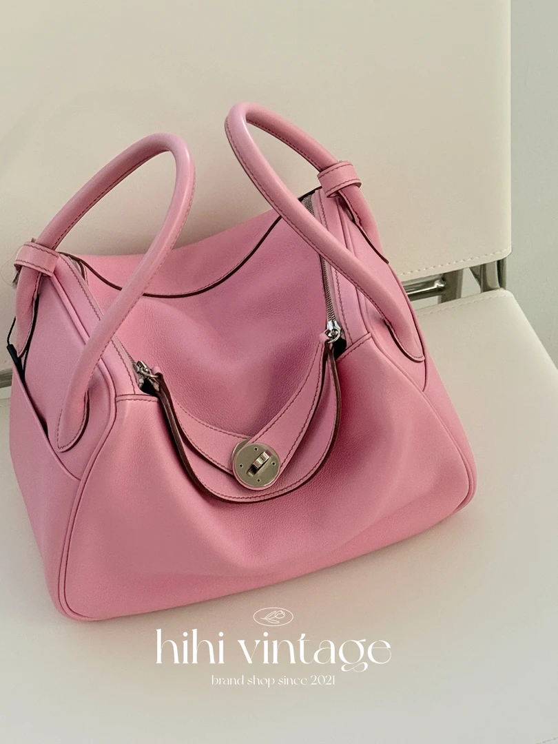 99新 Hermes/爱马仕 粉银扣Lindy26 框N刻 二店