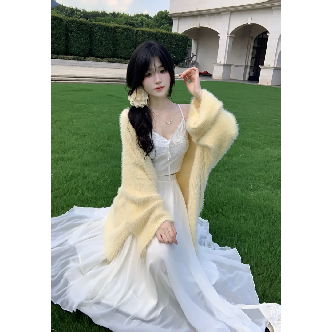 Blovelan日落信号 V领蕾丝吊带雪纺
