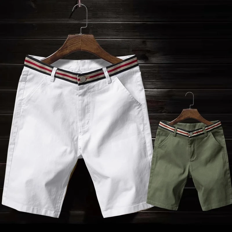 弹力休闲短裤男夏季薄款5分裤子修身商务皮带五分裤男士中裤潮流