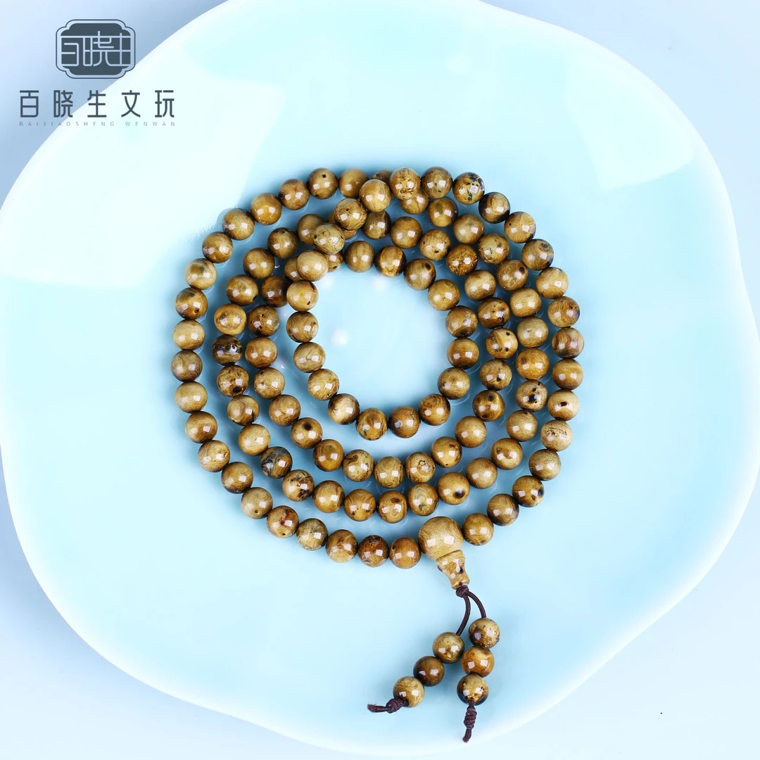 非金属木质手链 【百晓生】天然柳木 7mm108颗 男女款 多圈手串