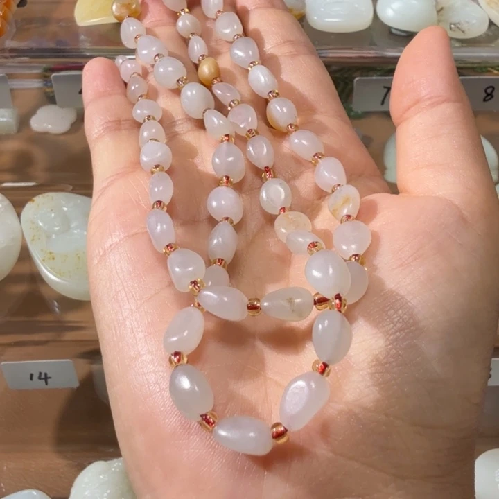 和田玉18K金镶嵌吊坠(不含链)新疆和田天然皮色修行原石链