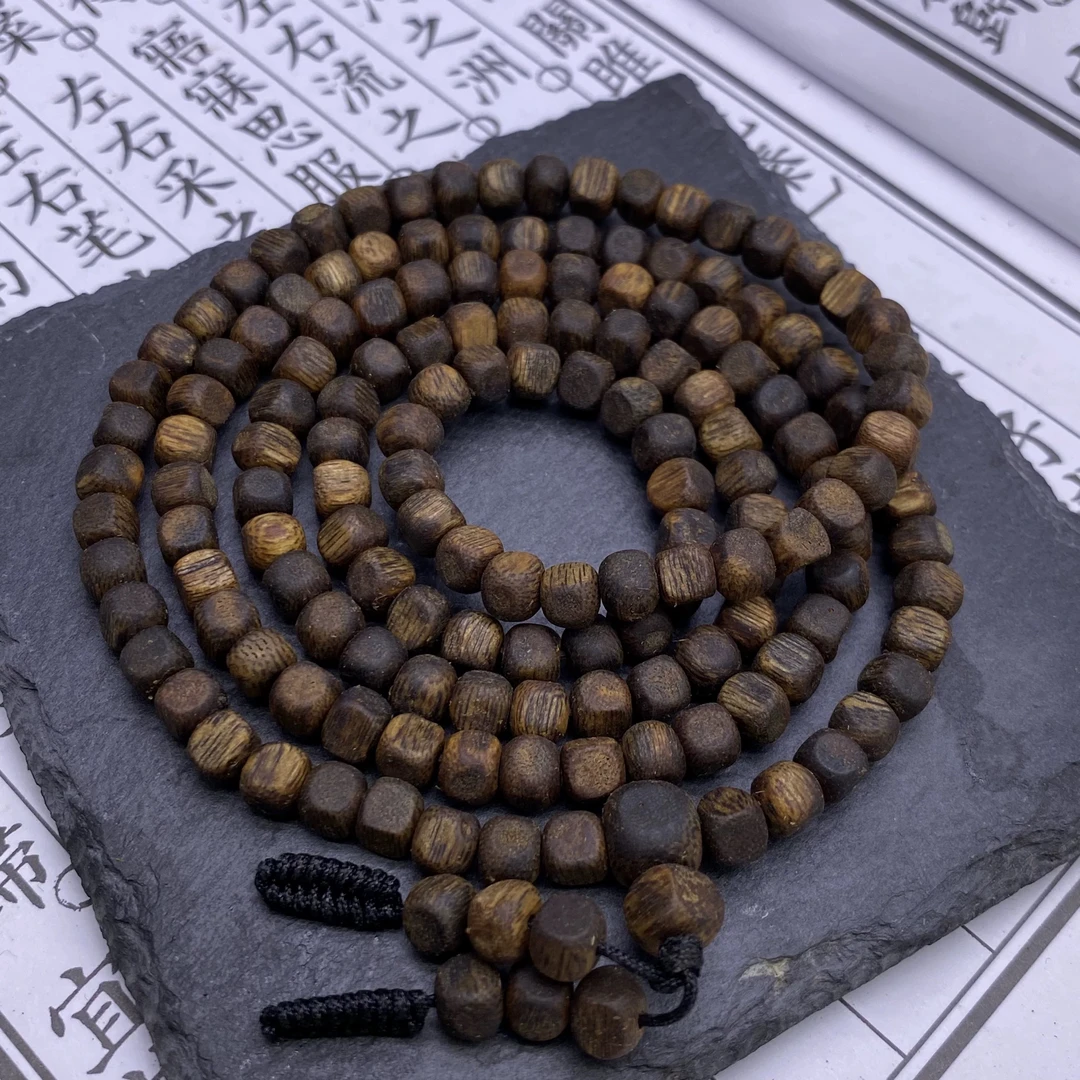 沉香【八方来财棋楠手串】绿棋楠6mm方糖手串99结油多样性发一串