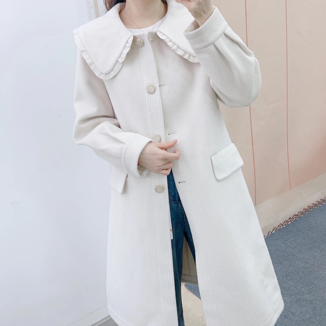150娃娃领减龄中长款毛呢外套85150/GP