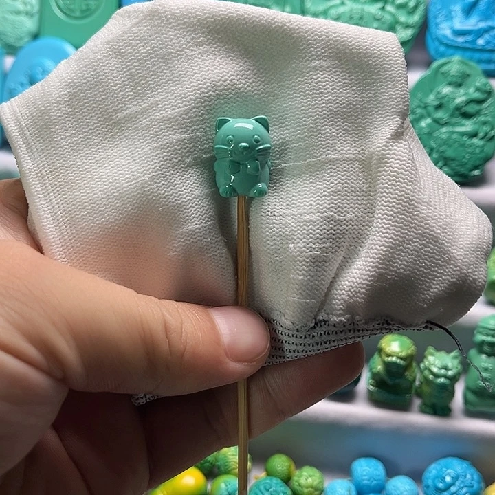 高瓷度绿色小喵喵天地孔高19mm