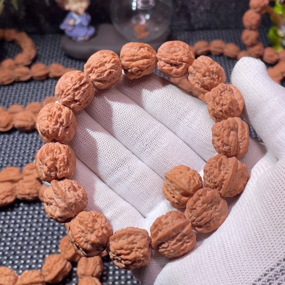 低***律手串文玩核桃嵩山蛤蟆头货头原皮16加1颗